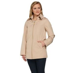 Zip front Anorak Jacket with hood, water resistant Khaki
